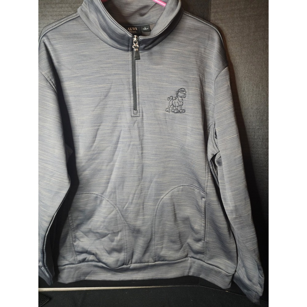 Gray AKWA Quarter-Zip Pullover Embroidered Logo Men's Size L USA NWOT
